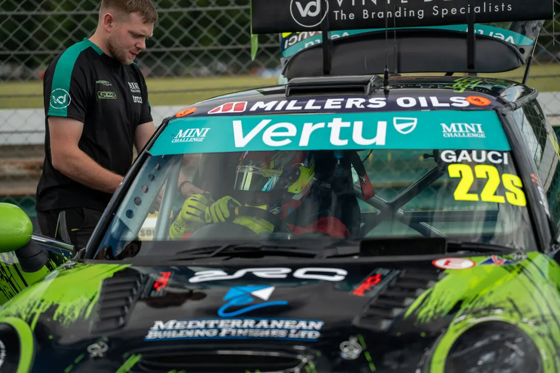 Mini Challenge car in the paddock